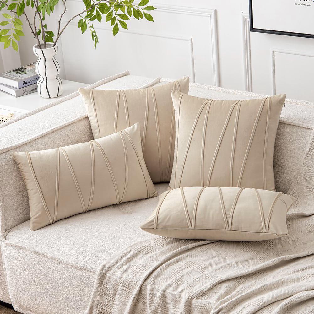 Wavy Line Velvet Pillowcase - Modern Minimalist Living Room Decor