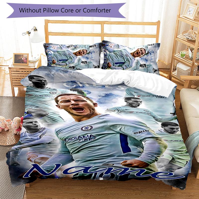 3pcs Custom Name Chelsea F.C Bedding Set Duvet Cover Closure Includes 1 Duvet Cover & 2 Pillowcases for All Seasons Bedroom Decor