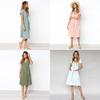 Nrj 2020 Hot Sale V-neck Button-up Short Sleeve Women's Dress With Pockets
