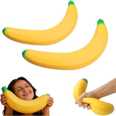 Giant Banana Squishy Fidget Toys Big Bananas Squishyfor Stress Relief Anxiety and Enhancement for Work School (2PCS)