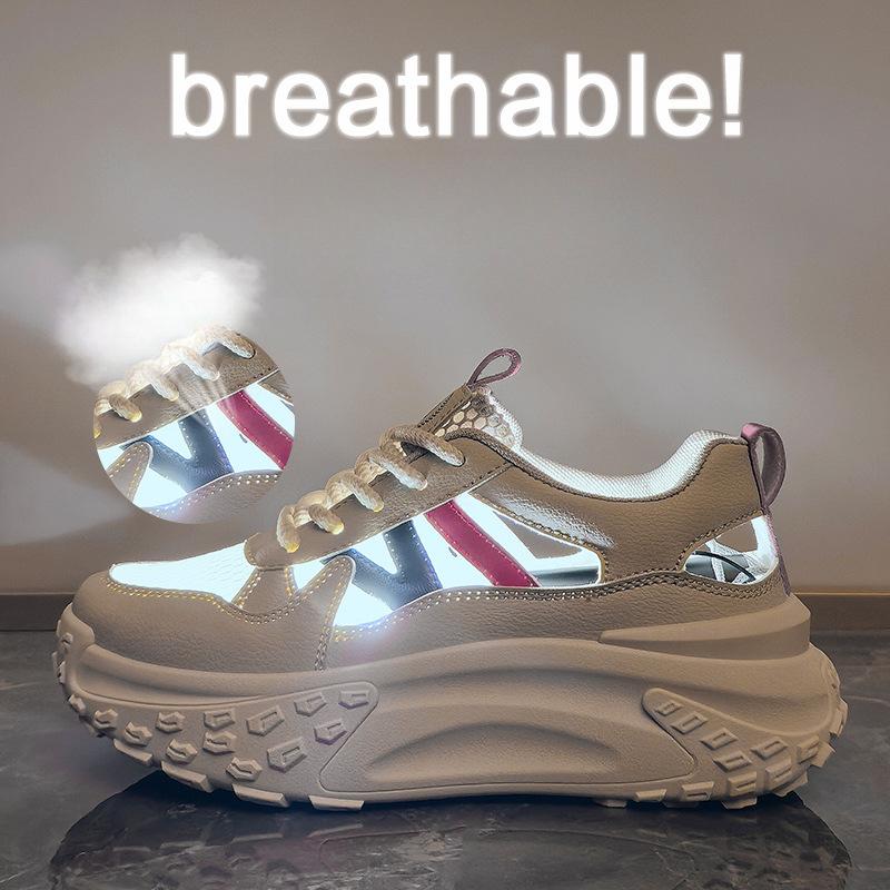 New Summer Hollow Dad Shoes for Women's Mesh Breathable Student Trendy Casual Thick Sole Height