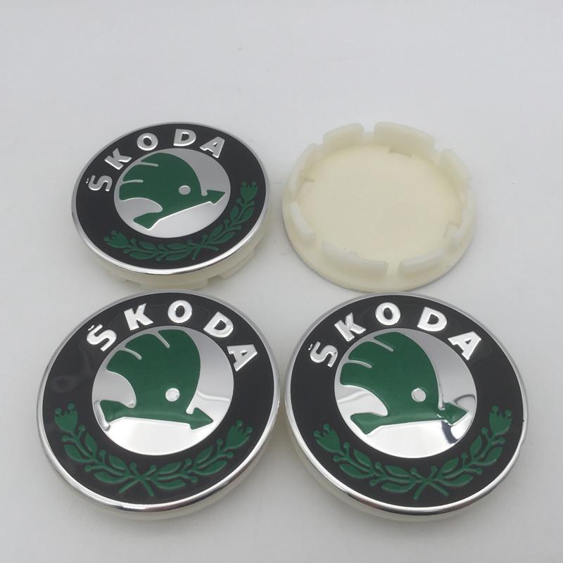 

2025 New 4pcs 3D 56mm For Skoda Car emblem Wheel hub Center Cap Badge covers sticker Decals Styling accessories