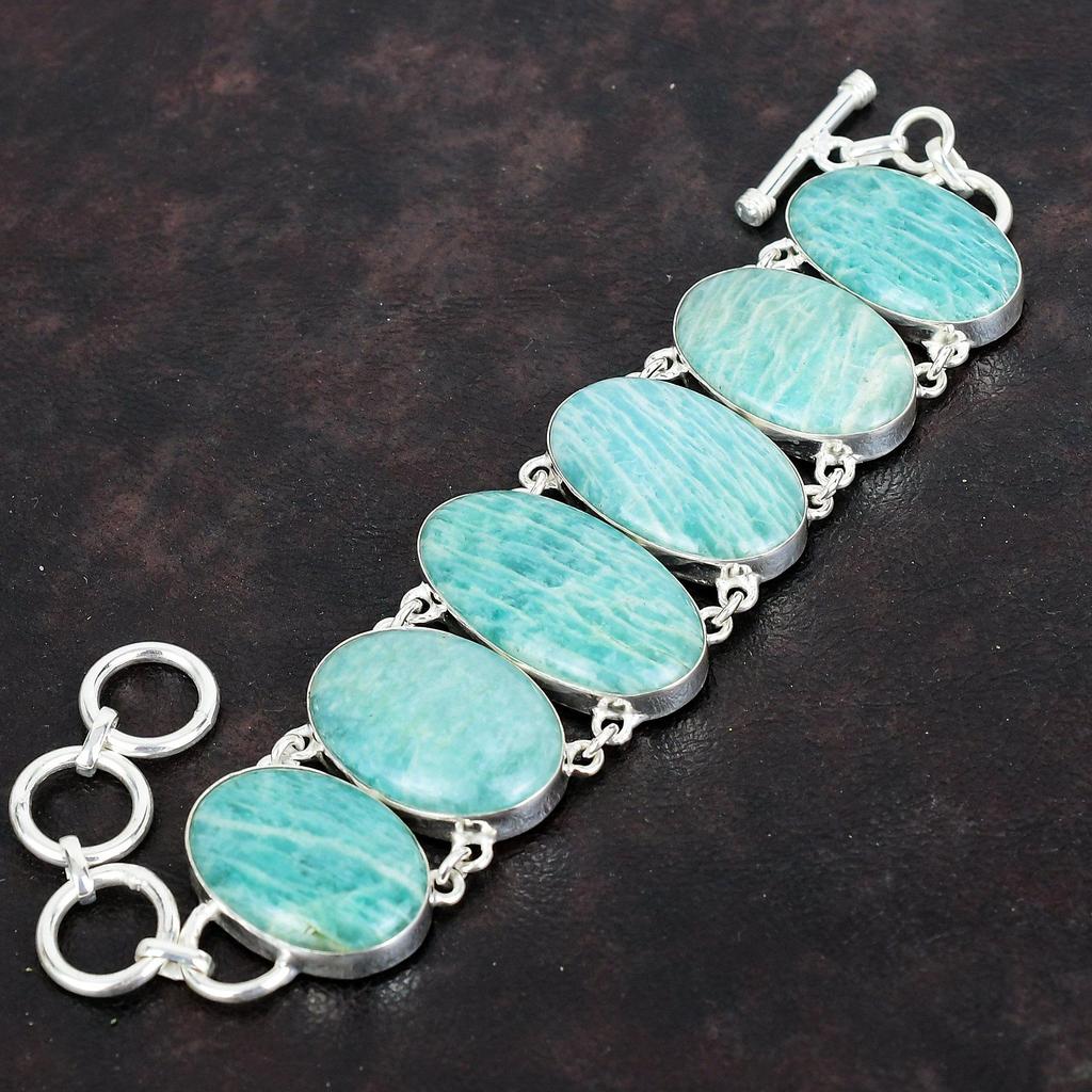 Amazonite bracelet 925 sterling silver bracelet adjustable chain bracelet natural gemstone bracelet handmade elegant jewelry gifts for women