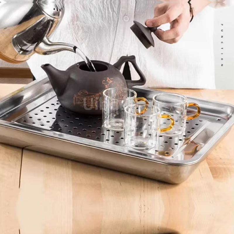 Stainless Steel Tea Tray Drainage Water Storage Kung Fu Tray Drawer Tea Room Board Table Chinese Tea Tray Ceremony Tools