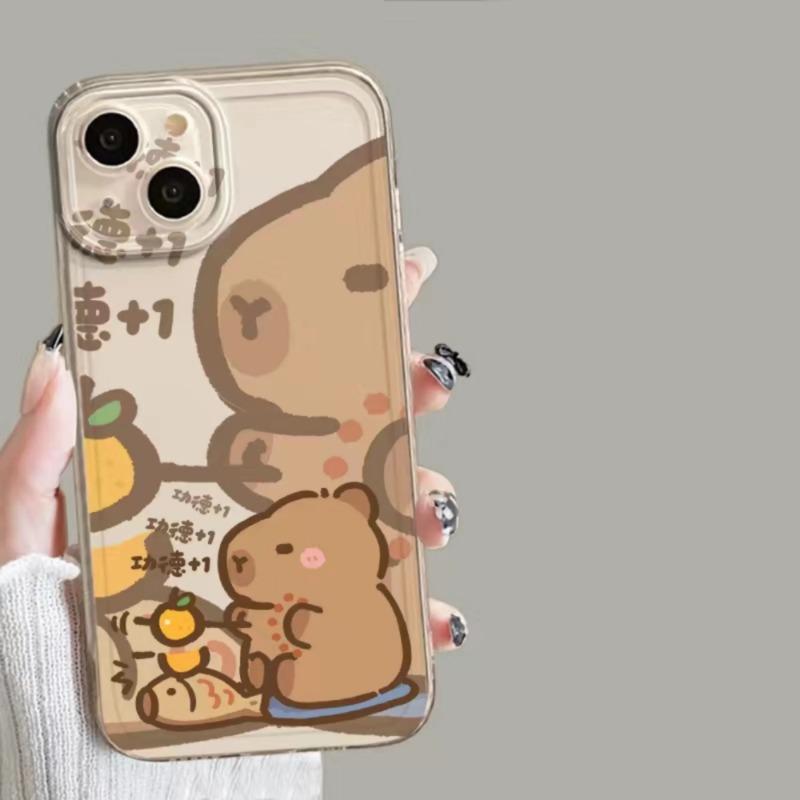 Cute Capybara Phone Case For IPhone 16 15 14 13 12 11 Pro Max X XS XR 7 8 Plus SE Fundas Funny Animals Transparent Soft Cover