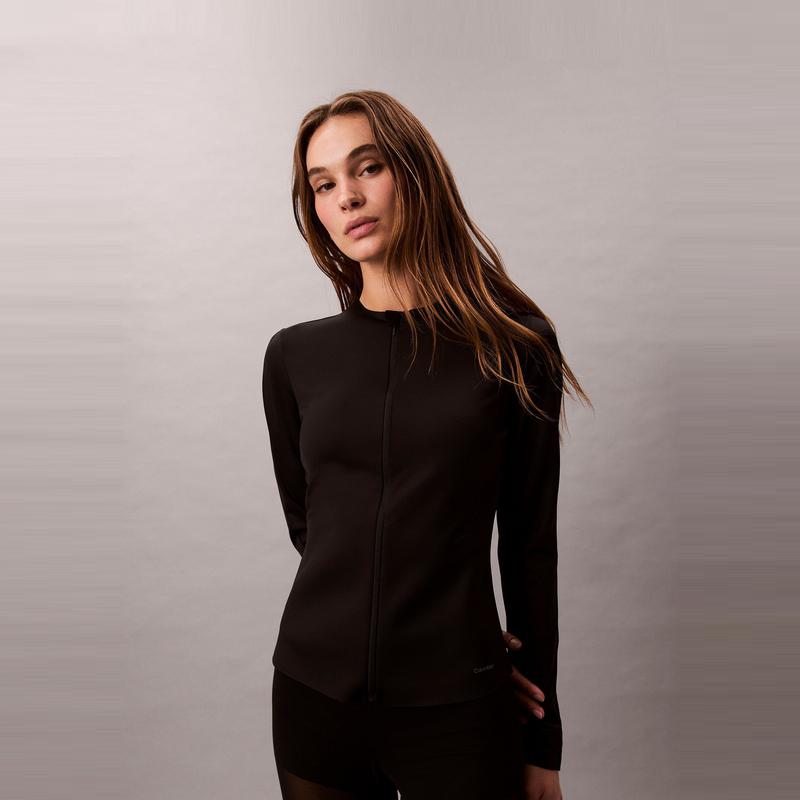 Calvin Klein Casual Running Fitness Slim Fit Zip Long Sleeve T-Shirt Women tops GWF5J404