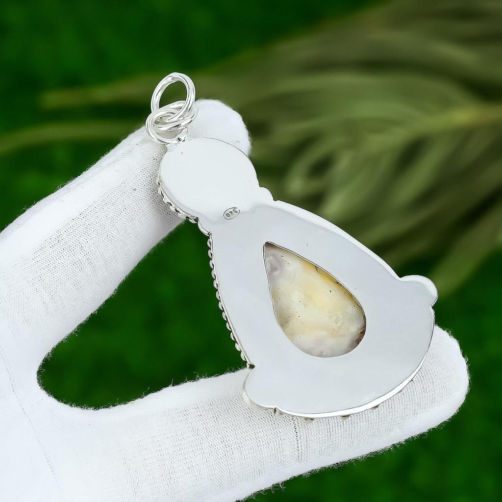 925 Silver Botswana Agate Gemstone Handmade Engagement Daughter Pendant Jewelry