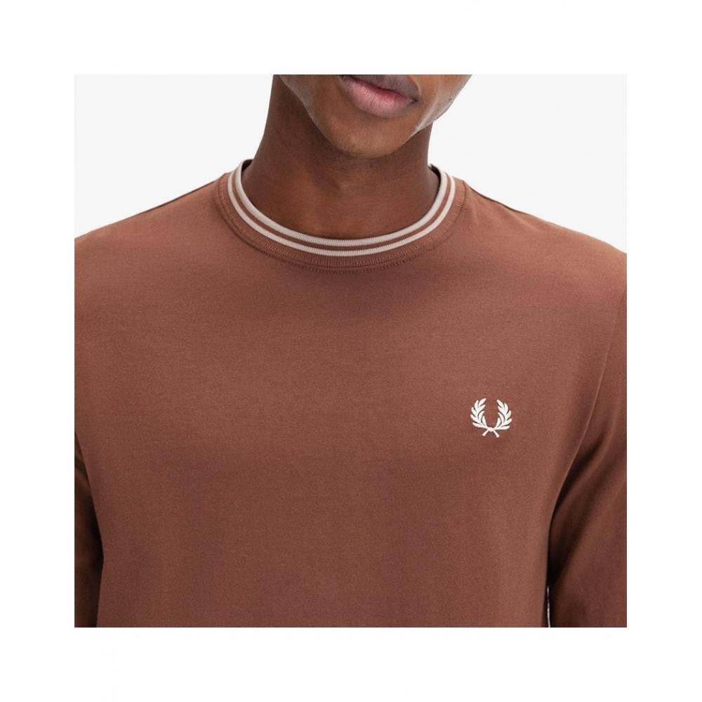 ◇FRED PERRY◇ Baseline Long Sleeve Twin Tip T-Shirt W52 AFP Fred Perry Long Sleeve Twin Tip T shirT Whiskey Brown