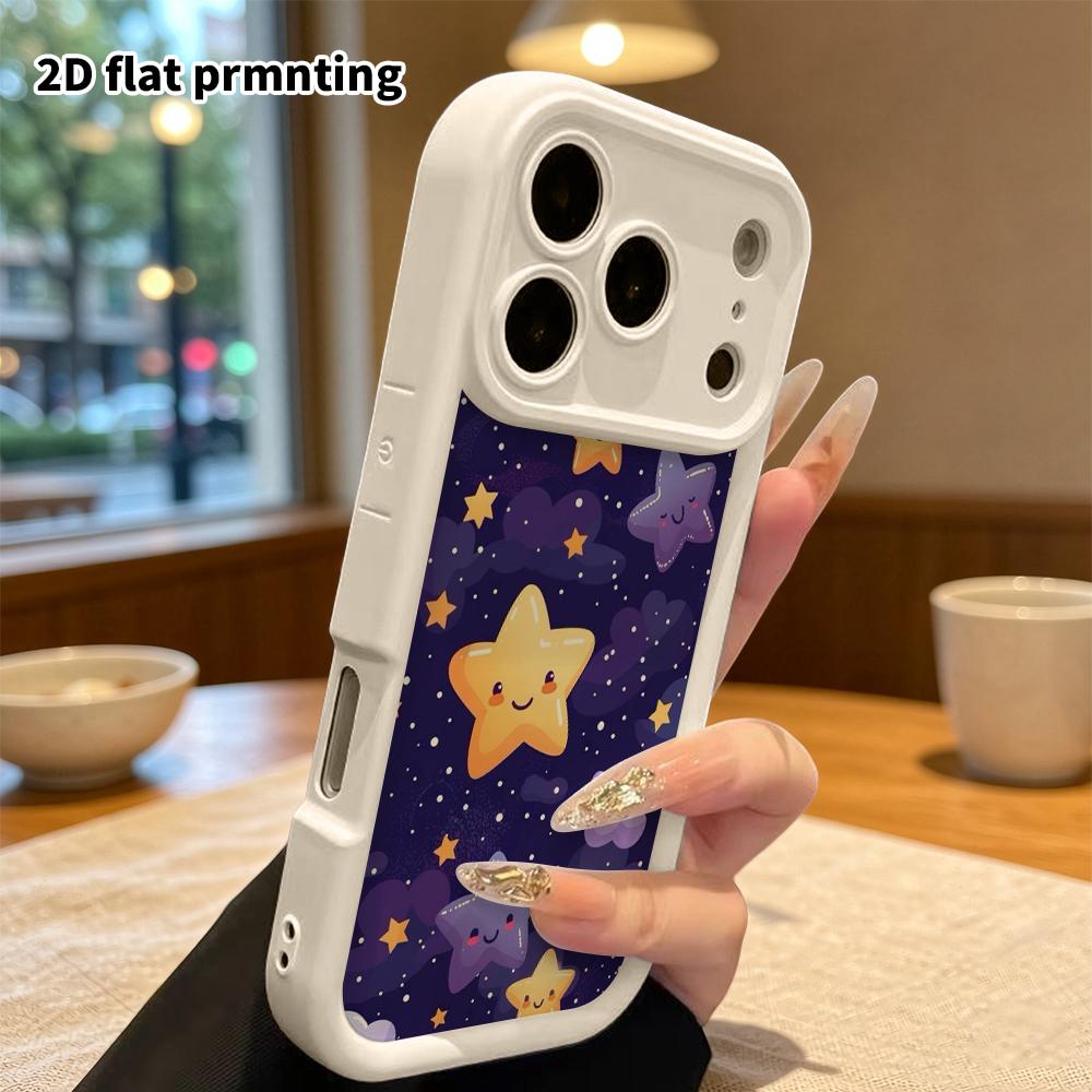 Phone case: 2D flat, suitable for iPhone 18 17 16 15 14 13 Pro protective cases, star and moon pattern, perfect holiday gift for Christmas and Hallowe