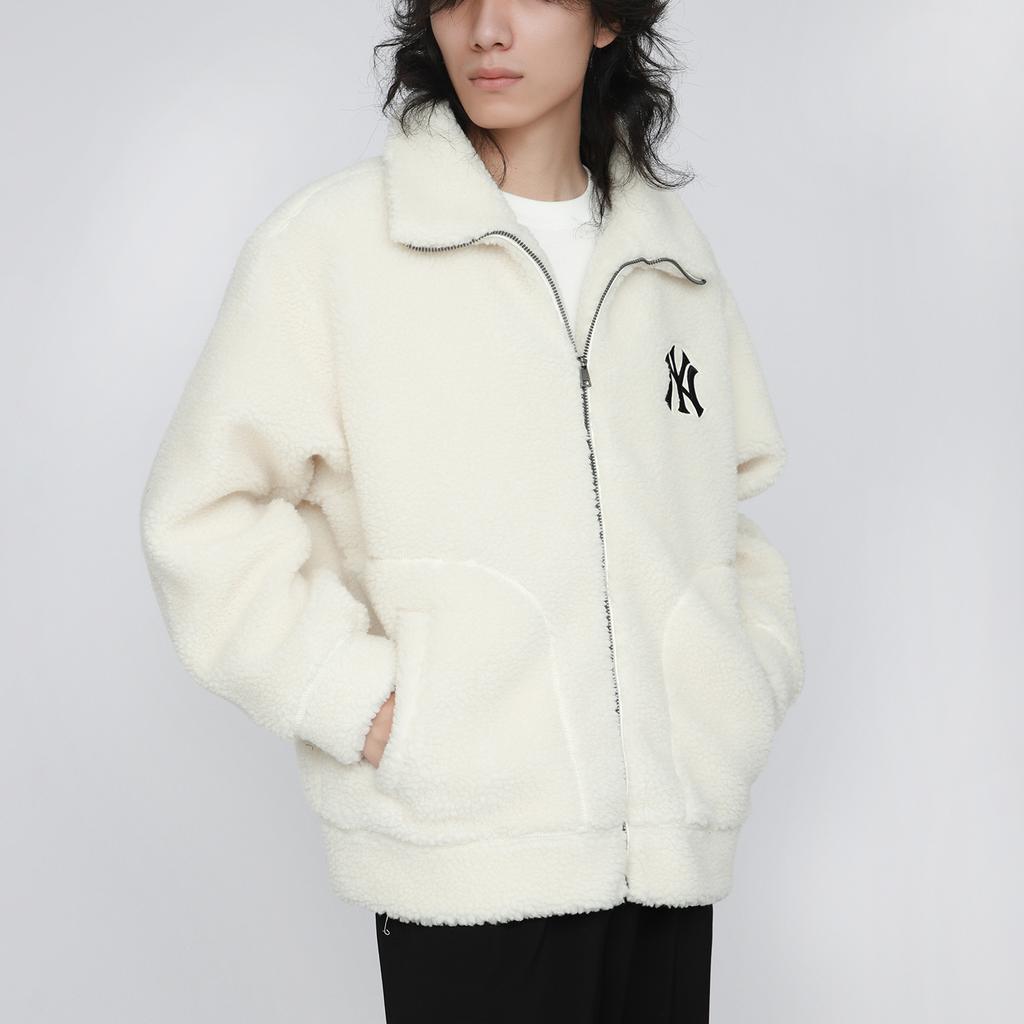 New MLB Velvet Jackets Unisex Cream 3AJPF0216-50CRS