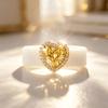 White Soft Silicone Ring, Heart Yellow CZ, Hypoallergenic Comfort Wedding And Promise Ring For Women