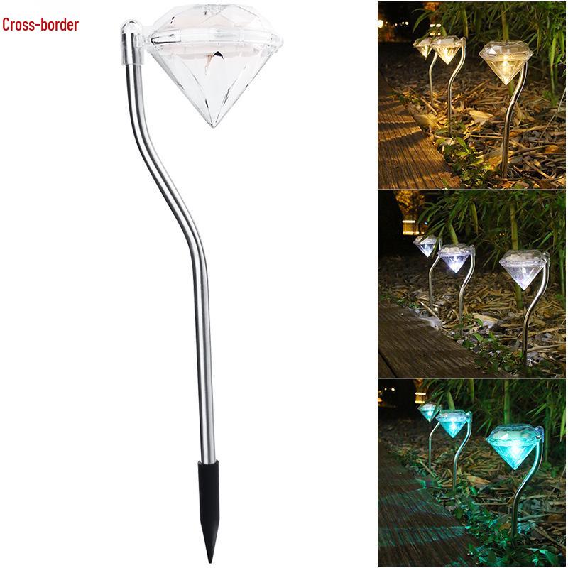 Outdoor Solar LED Diamond Landscape Light: Waterproof for Lawn, Courtyard, Garden, Villa, or Street Warm White Diamond Lamp