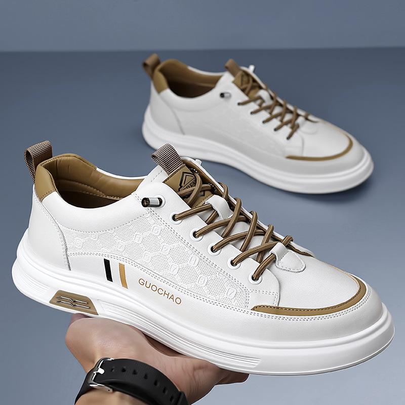 

Fashion New Spring Autumn Men s Leather Casual Shoes Thick Soled Simple White Shoes Versatile Men Outdoor Sports Shoes Walking Footwear 38