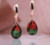 Chic Rose Gold Color Natural Gemstone Blue Tourmaline Earrings Water Drop Dangle Earrings AVE