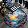 Dolphins Coral Round Area Rug,Carpet Rug for Living Room Bedroom Sofa Playroom Decor,Non-slip Floor Mat