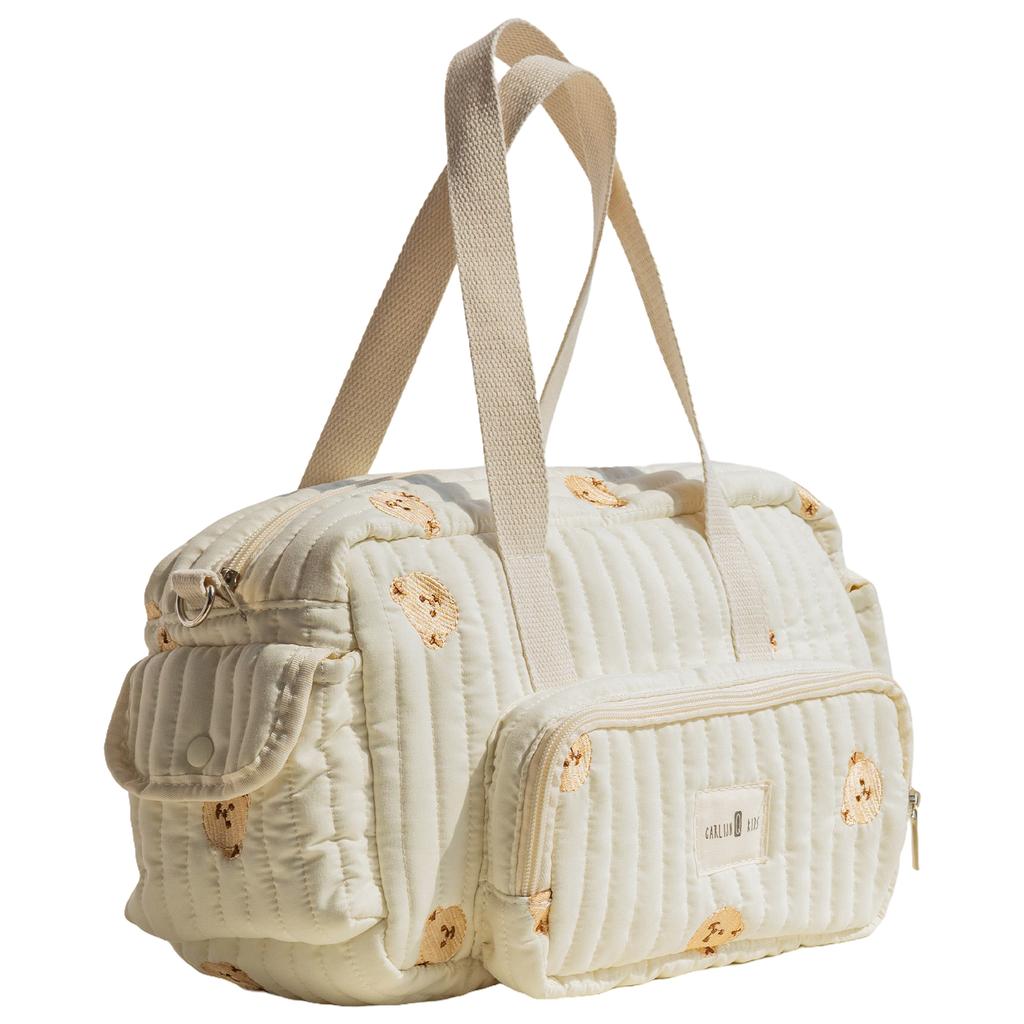 Quilted Diaper Bag Tote Multifunction Baby Diaper Bag with Shoulder Strap Storage Bag for Boys & Girls