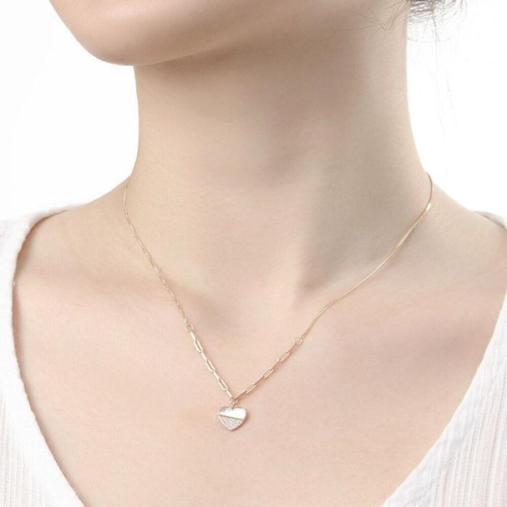 [Onoma] Onm (Bijou Holic) 92.5 Silver Gold-Plated Mother-of-Pearl Love Heart Necklace (18281569)
