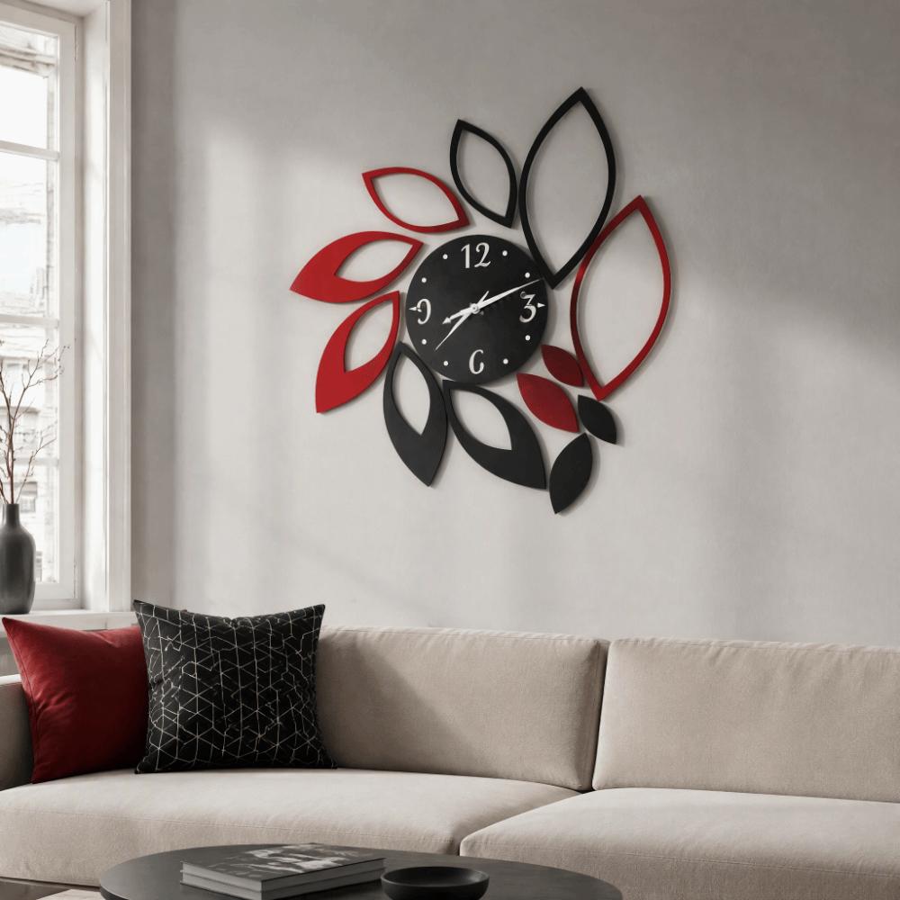 Removable Sticker Mirror Wall Clock Hollow Floral Design Self Adhesive Clock Decal Home Wall Art