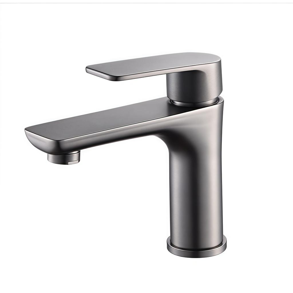 Modern Single-Hole Basin Tap Cold and Hot Water Mixer Faucet with Ceramic Valve Core for Bathroom Bathtub and Sink