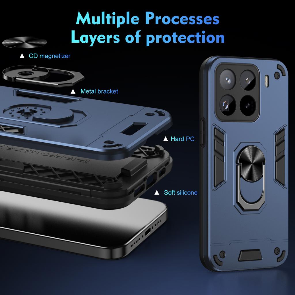 For Xiaomi 15 Pro Case PC+TPU Drop Defend Phone Cover with Ring Kickstand