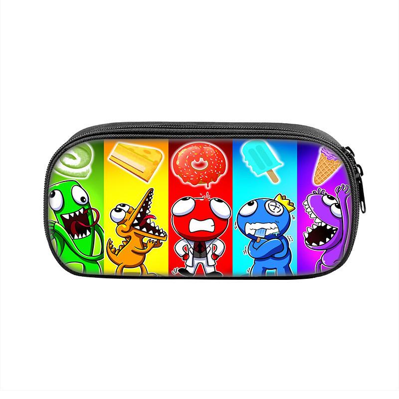 Rainbow Friends Cartoon Pencil Case With Durable Nylon Material Large Capacity School Storage