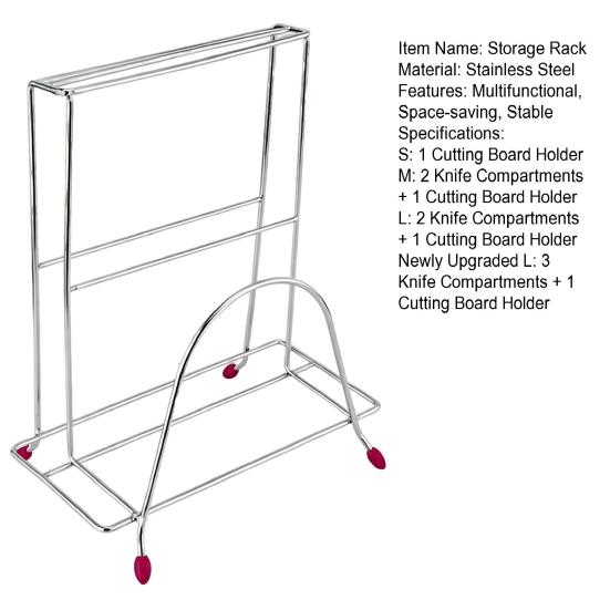 Countertop Cutting Board Organizer Stainless Steel Chopping Storage Rack And Knife Holder for Kitchen Countertop, Vertical Drain Stand Boards