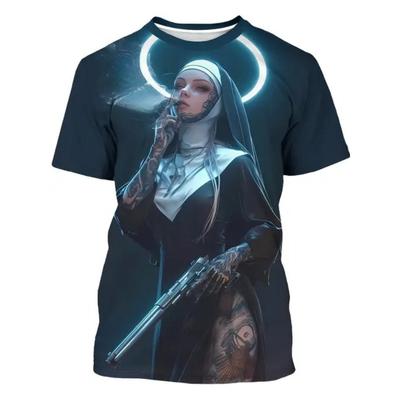 New Casual and Versatile Trend Anime 3D Printed Nun Warrior Sword Pattern Short Sleeved Women's T-shirt