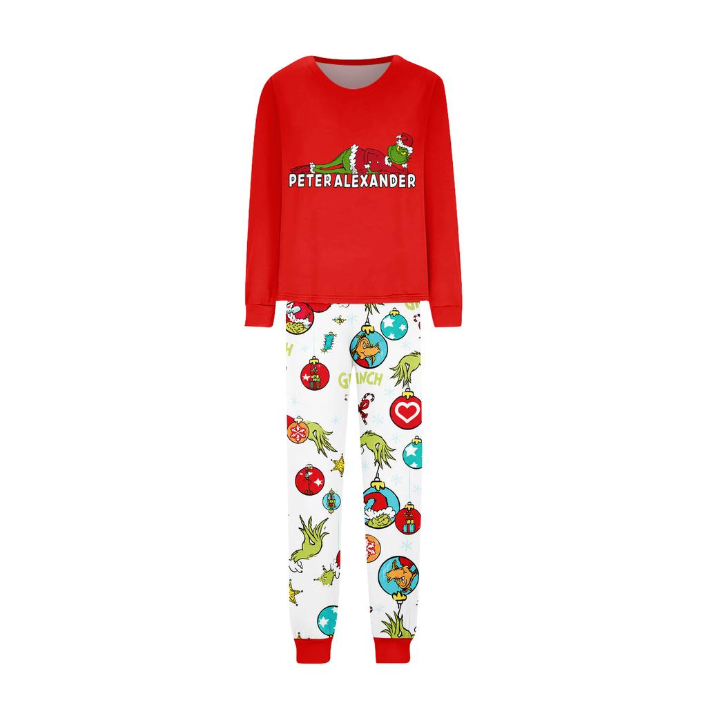 Matching Family Printed Loungewear Set with Long Sleeve Neck Top and Pants for Parent and Child