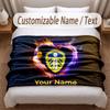 Leeds United Printed Flannel Blanket Custom Name Text Soft Warm Throw For Bedroom Holiday Gift