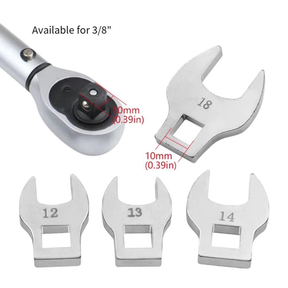 8Pcs 10-19mm Crowfoot Wrench Set Movable Head 3/8" Drive Crowfoot Wrench Set  Hard-To-Reach Areas