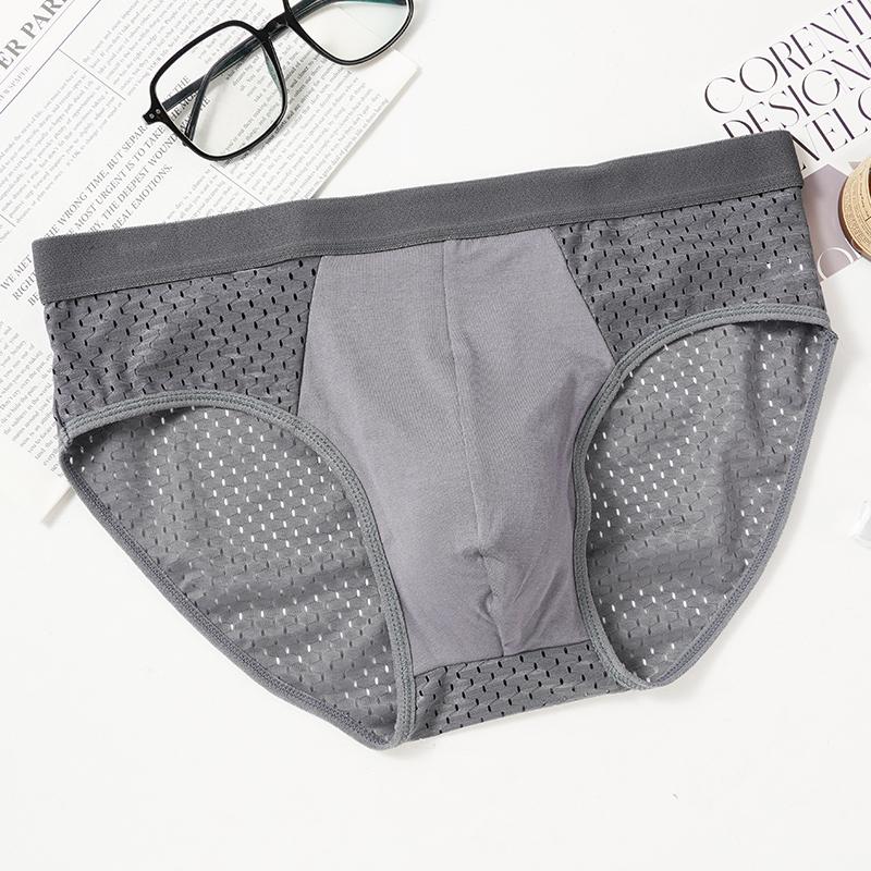 Men's Breifs Panties Boxers Male Hombre Breathable Mesh Ice Silk Men's Intimate Underpants Men Solid Color Underwear