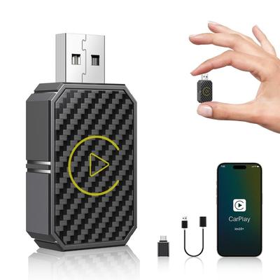 Mini Wireless CarPlay Adapter for Apple, Plug & Play Low Latency Converts Wired