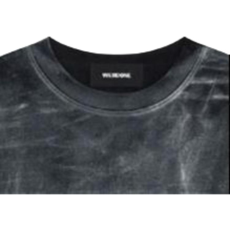We11done Ss23 Logo Print Washed Short Sleeve T-Shirt Unisex Tops Black WD-TT1-23-874-U-BK