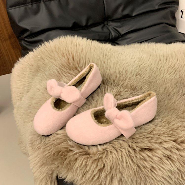 

Bowknot Suede Mary Jane Shoes New Autumn Winter Women s Flats Cute Versatile Plush Fur Loafers Casual Slip on Shoes for Women 35 розовый