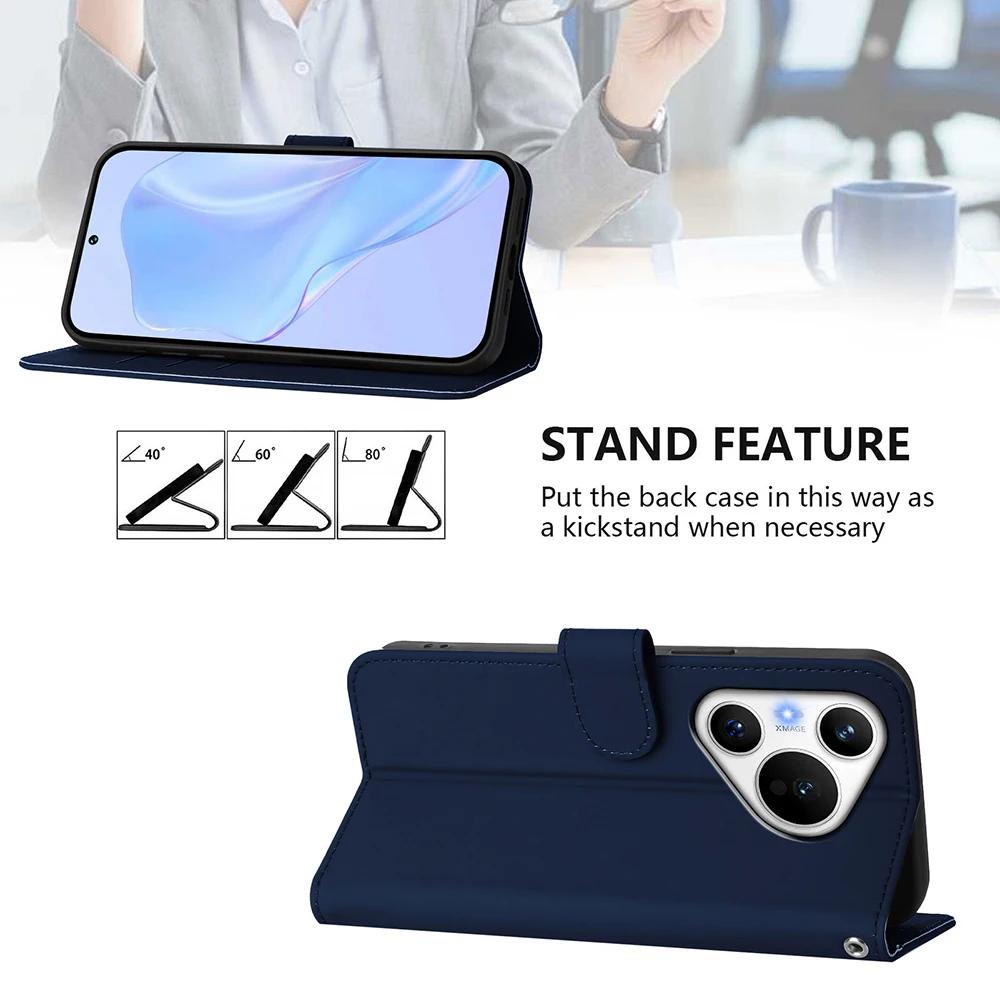 Solid Color Wallet Case for Honor 70 Lite X6 X6S X6B X6A X7A X8A X8B X8 X9 X9B X9A Shockproof Card Holder Strap Phone Cover