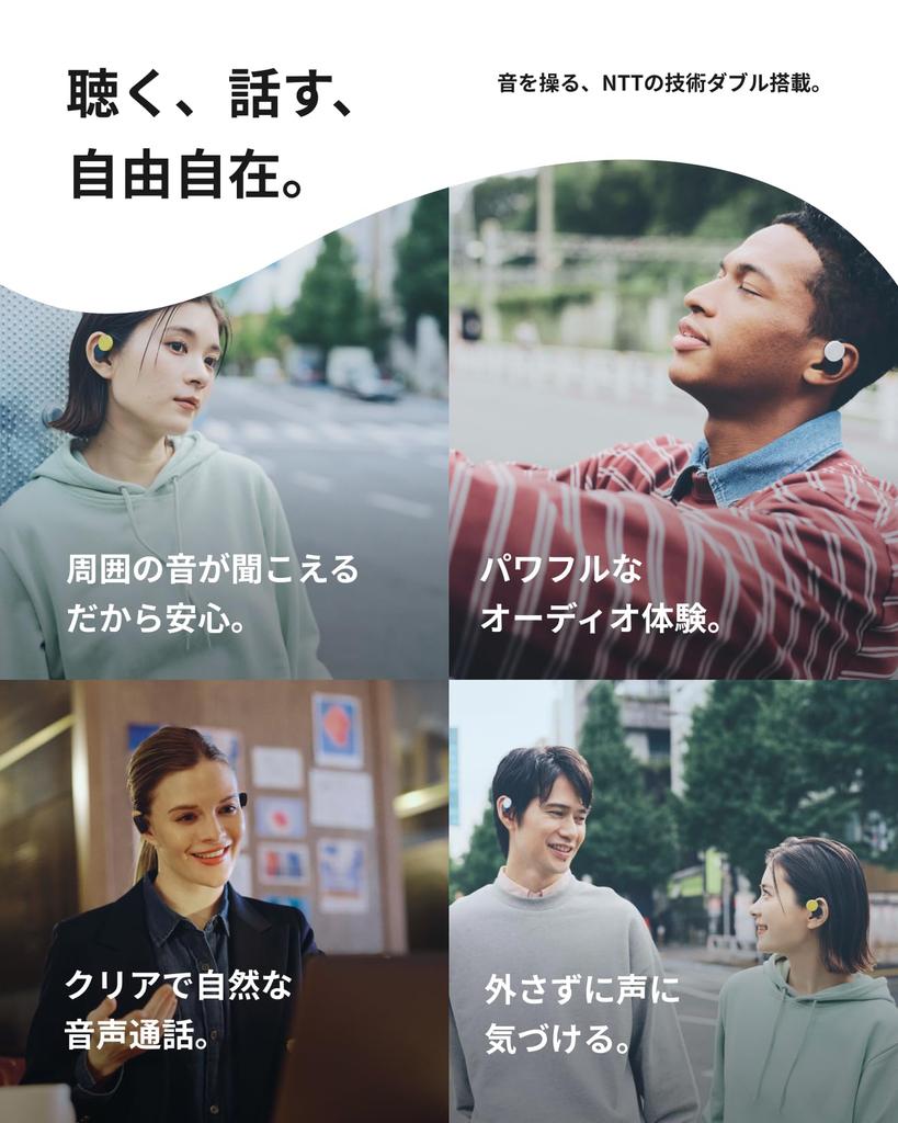 nwm (noom) Open-Ear True Wireless Ear Speakers, nwm DOTS  Earbuds, Bluetooth 5.3, NTT Sonority, Stone White