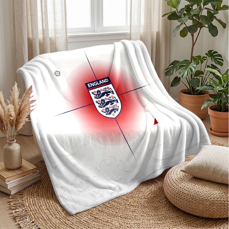 England Football Printed Flannel Blanket Skin Friendly Warm Decorative Throw for Indoor Couch Bed Daily Use
