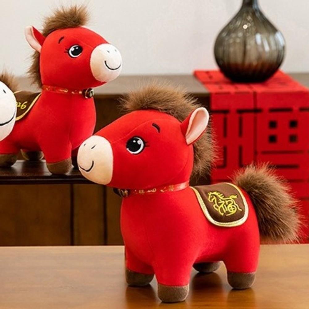 2026 Horse Year Plush Horse Doll Soft Stuffed Pony Animal Toys Horse Year Mascot  Year of The Horse