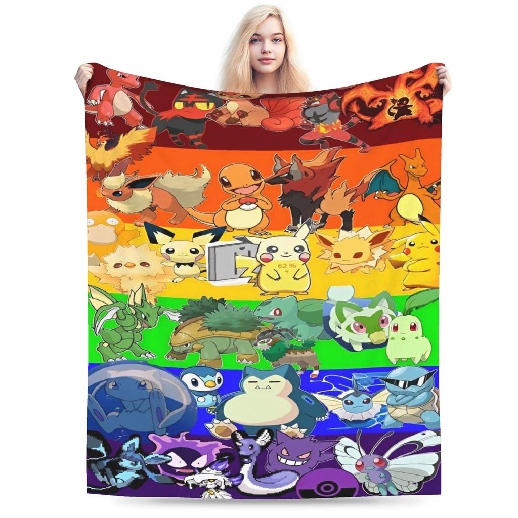 Japanischer Anime Pikachu Einfache Super Warme Decke Pokemon Plüsch Überwurfdecke Neuheit Sofa Stuhl Flanell Bettdecke Bettbezug