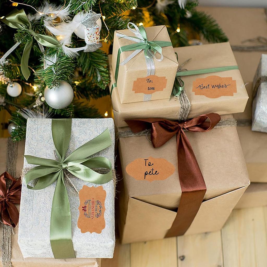 Autocolante din hârtie kraft Etichete pentru borcane de condimente de bucătărie Articole de papetărie lucrate manual Etichete pentru cadou Hârtie Decorare de Crăciun Autocolant de etanșare plic DIY