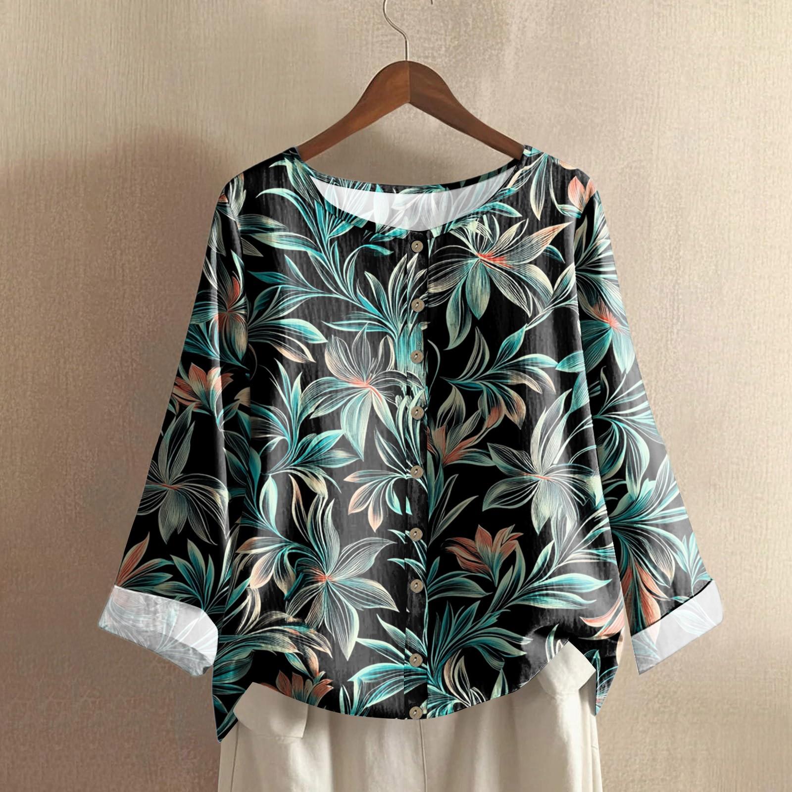 

Женский повседневный топ с длинным рукавом и круглым вырезом, из хлопка и льна, с принтом в стиле ретро с градиентом XL