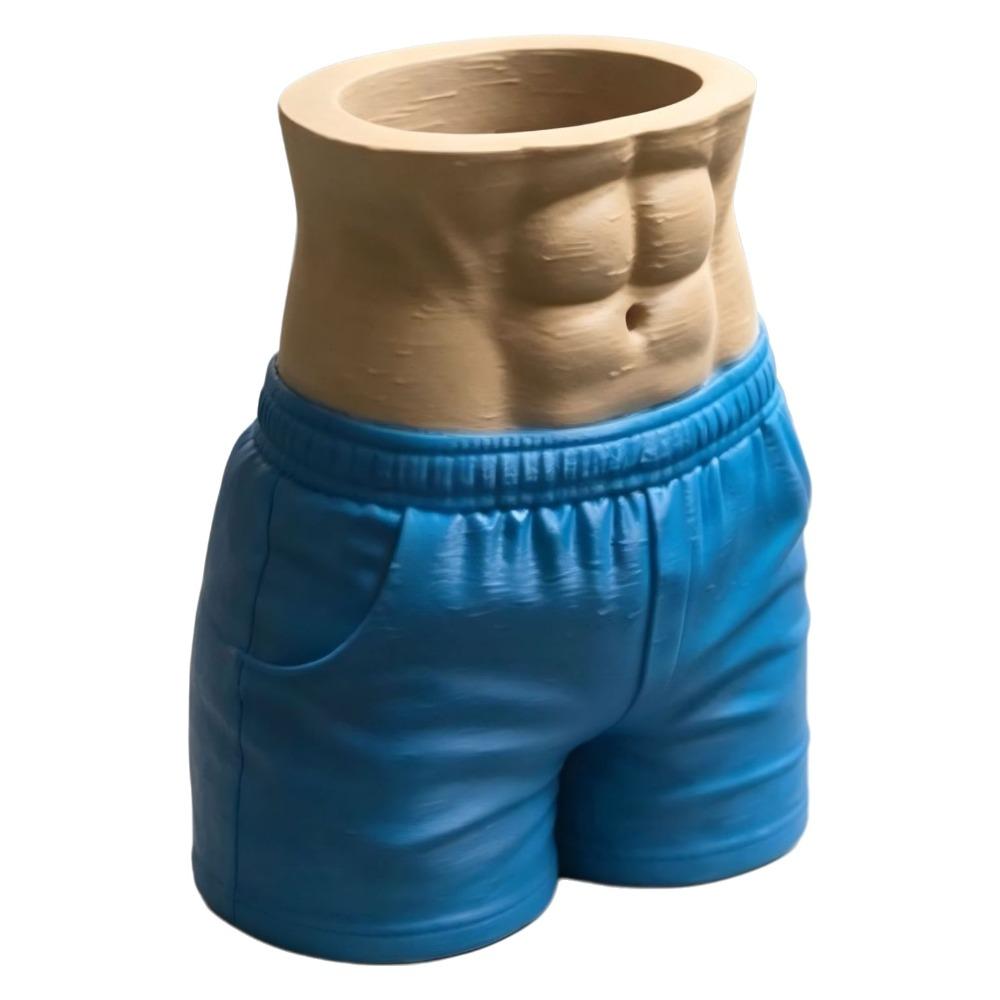Muscle Torso Pencil Cup 3D Printed Desk Organizer Creative Storage Bucket Student Desk синий