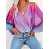 Spring-Summer New Amazon Gradient Sheer Chiffon Fashion Print Pullover Shirt for Women