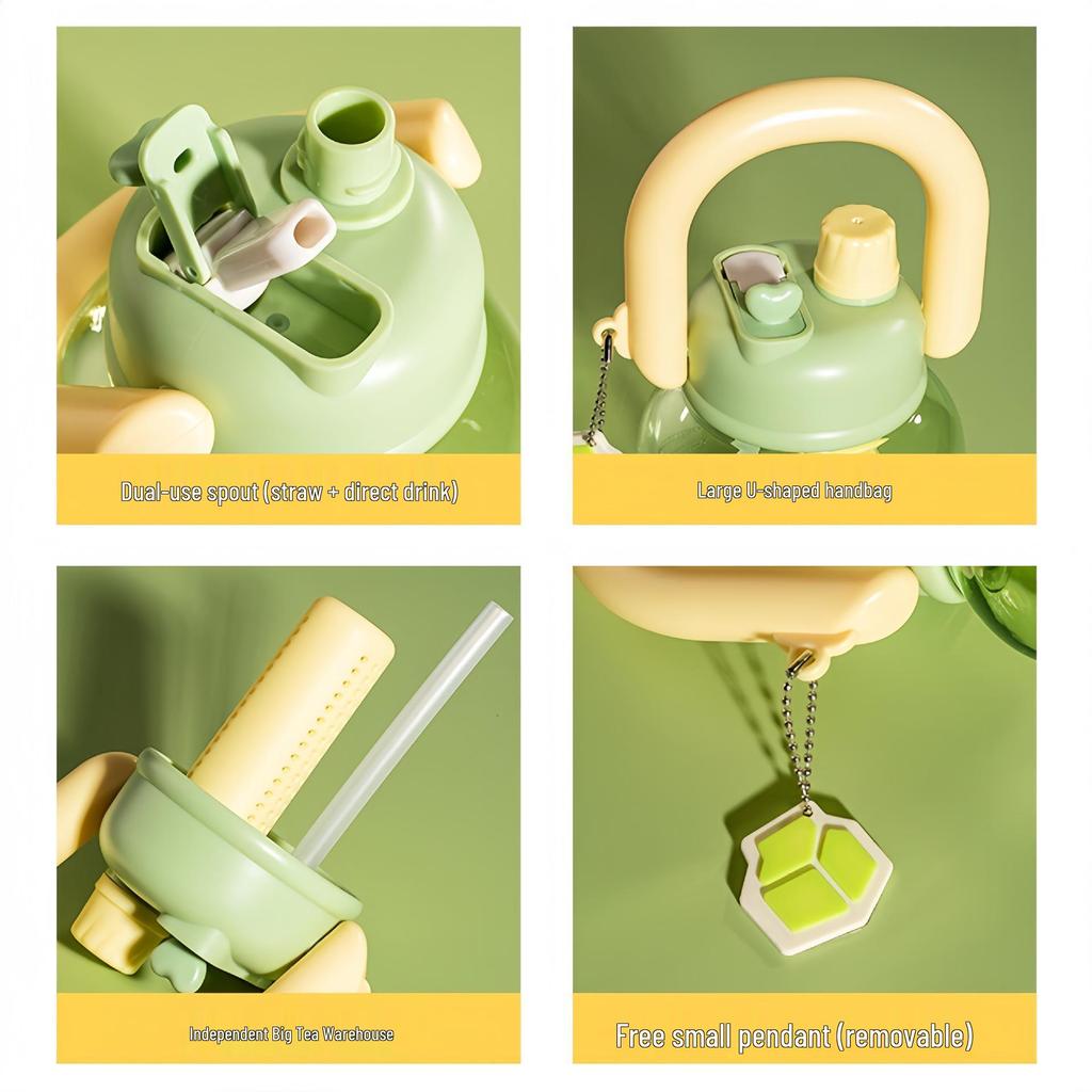 Large-Capacity Cartoon Kids' Water Cup with Straw & Tea Filter