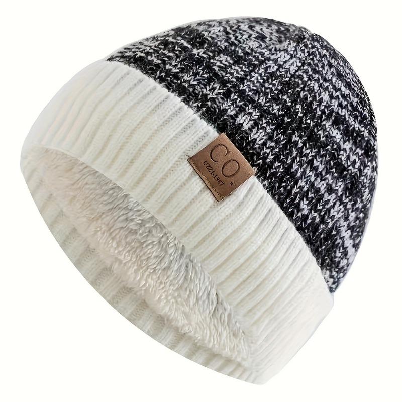 1PC Unisex Fleece Warm Knitted Wool Cap - Winter Ear Protection Design, 100% Polyester, Machine Washable