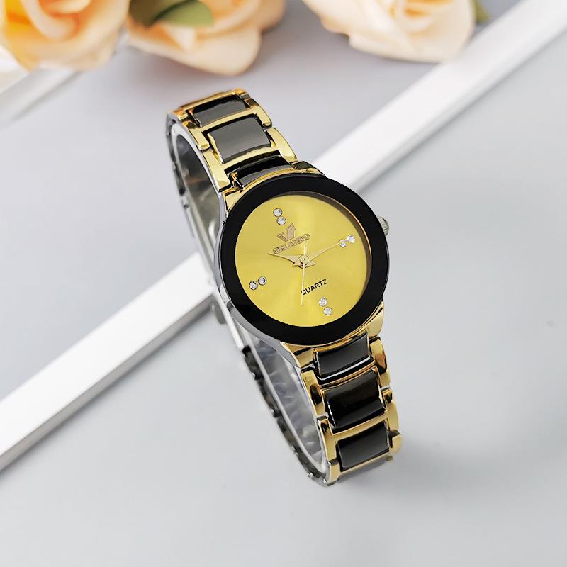 Women's Diamond-Set Quartz Watch with Steel Band - Elegant Imitation Tungsten Steel Design