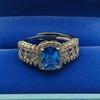 Silver Plated Red Corundum & Diamond Ring for Women