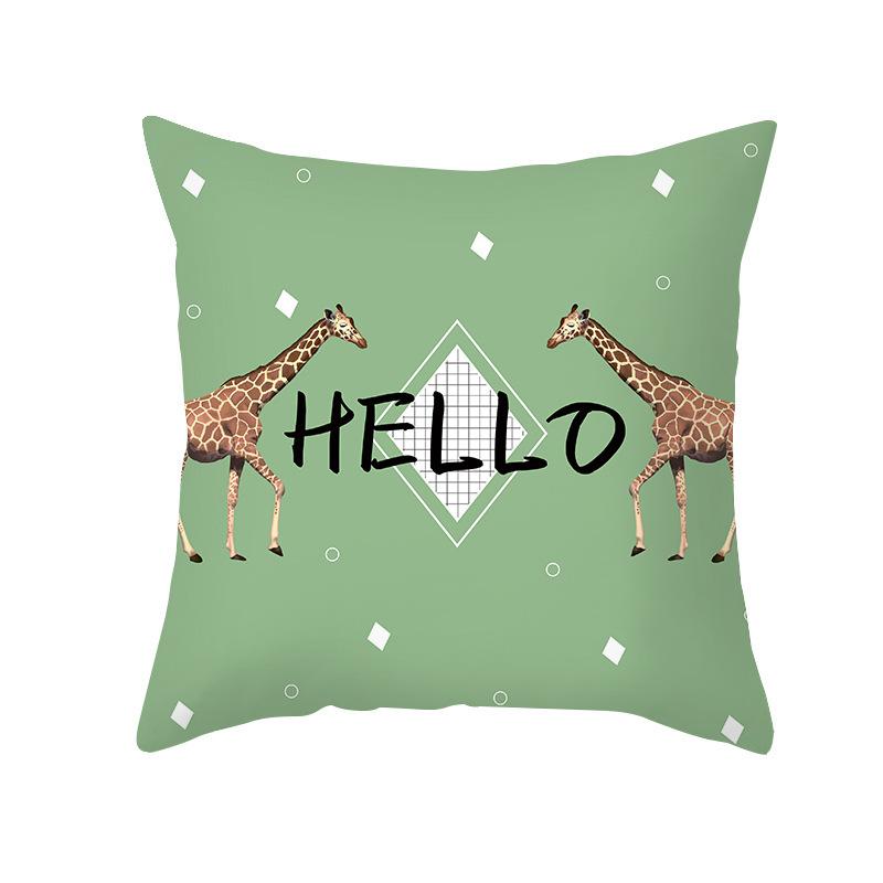 Ins Pillow Cover Nordic Summer Green Plants Office Waist Backrest Home Decoration Pillow Cover Ins Style