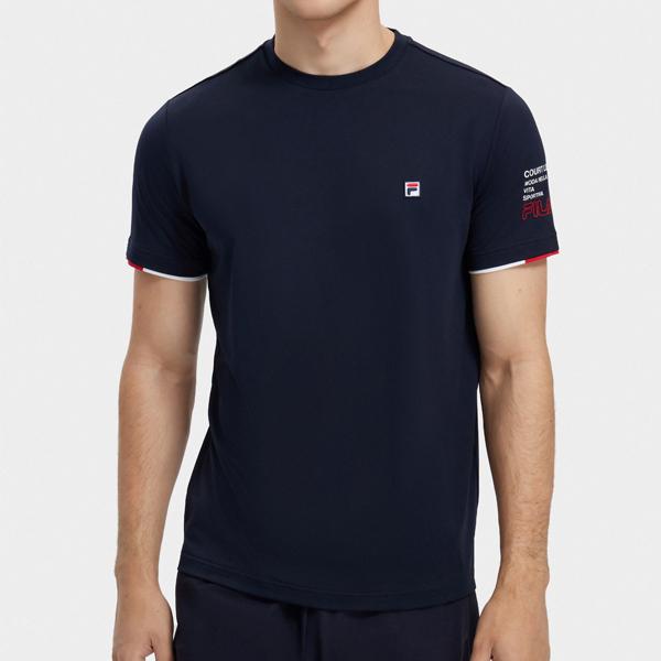 FILA Ss23 Tennis Sport Crew Neck Short Sleeve T-Shirt Men Tops Dark-Blue A11M323104FNV