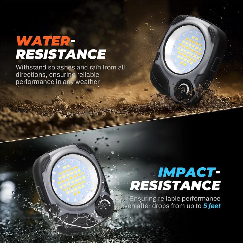Portable LED Spotlight Lantern With Hook Outdoor Camping Fishing Flashlight Emergency Rechargeable Magnetic Work Car Repair Lamp